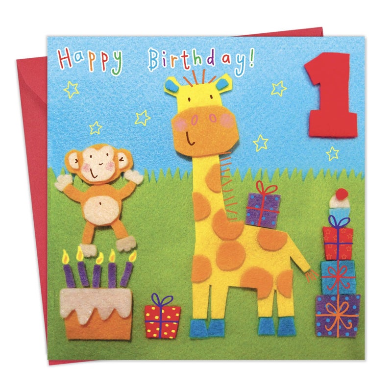 Twizler 1st Birthday Card Giraffe â€“ Age 1 Birthday Card â€“Girls Birthday Card Age 1 â€“ Boys Birthday Card Age 1 â€“1st Birthday Card Girl â€“1st Birthday Card Boy -Happy Birthday Card 1 Year Old â€“Card Age 1 - Image 1